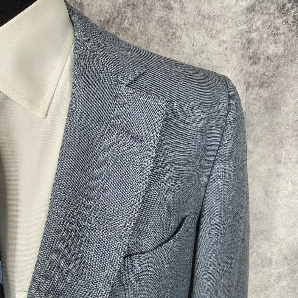 Hart Schaffner‎ Marx Blazer Mens 42 Blue Sports Coat Jacket 2 Buttons Glenplaid